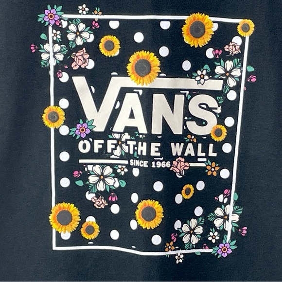 NWT Vans Off The Wall Drop Floral Box Black T-Shirt Girl’s Large Short-Sleeve - Picture 3 of 7